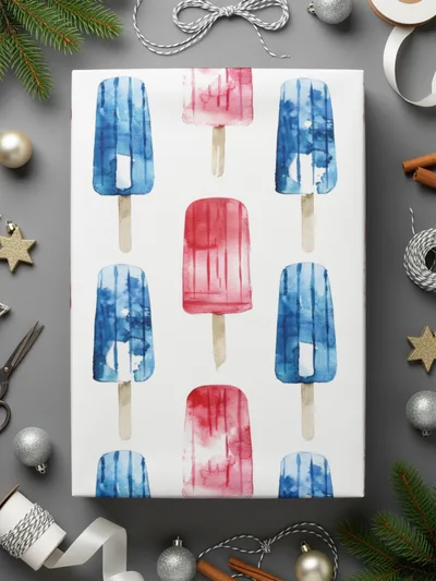 Red White Blue Digital Paper, Watercolor Popsicle Pattern, Summer Seamless Pattern, 4th of July Digital Paper, Patriotic Design - Moore and Mountain