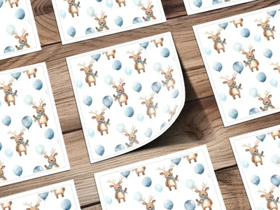 Reindeer Balloon Digital Paper, Seamless Pattern JPG, Cute Animal Print, Baby Nursery Decor, Scrapbooking Paper, Digital Download - Moore and Mountain