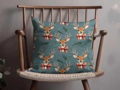 Reindeer Digital Seamless Pattern, Christmas Digital Paper, Deer with Bow, Holiday Fabric Design, Watercolor Christmas Pattern Digital - Moore and Mountain