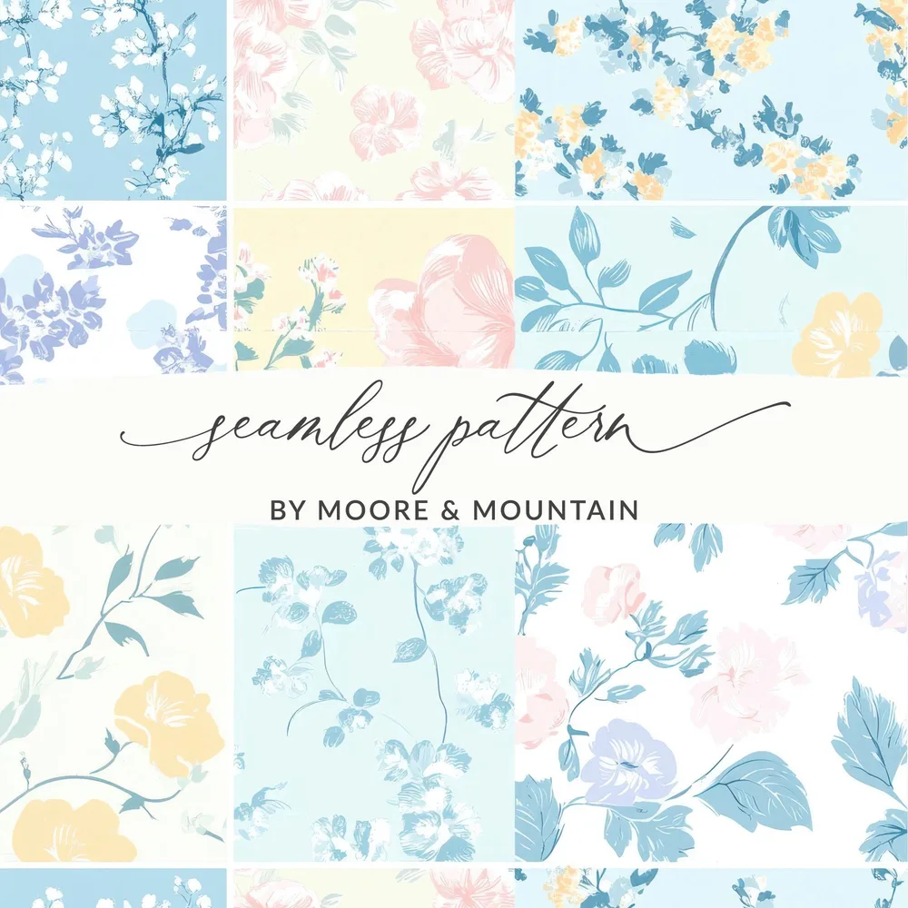Elegant Pastel Floral Seamless Pattern Collection