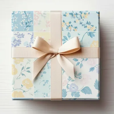 Elegant Floral Pattern Gift Box with Ribbon