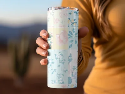 Floral Patchwork Pattern Insulated Tumbler