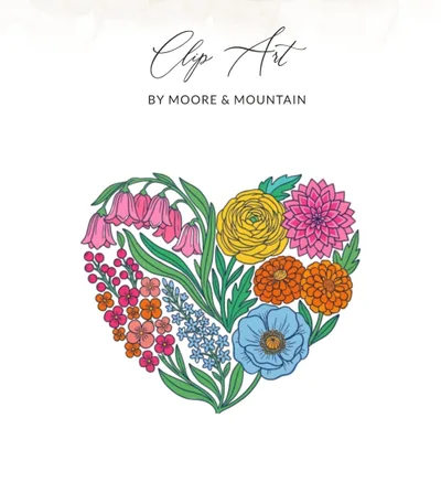 Retro Heart Made of Flowers PNG SVG Digital Download, Retro Floral Heart SVG Instant Download