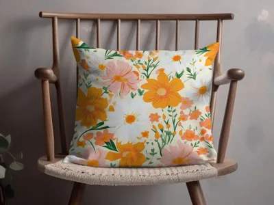 Retro Orange and Pink Bold Blooms Floral Background for POD Commercial Use - Moore and Mountain