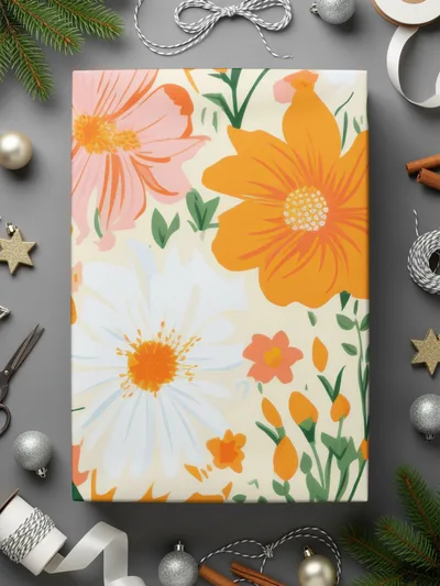 Retro Orange and Pink Bold Blooms Floral Background for POD Commercial Use - Moore and Mountain