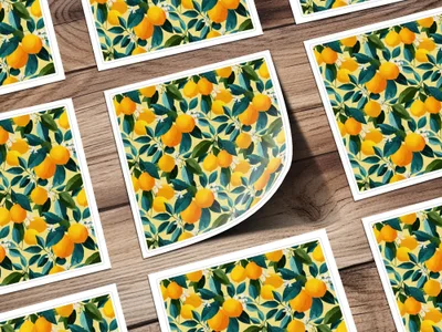 Ripe Lemons with Leaves and Blossoms Floral Pattern Digital - Moore and Mountain
