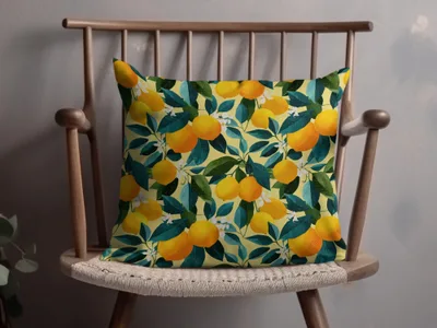 Ripe Lemons with Leaves and Blossoms Floral Pattern Digital - Moore and Mountain