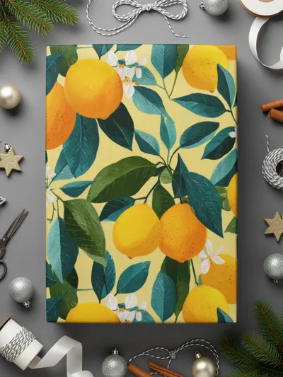Ripe Lemons with Leaves and Blossoms Floral Pattern Digital - Moore and Mountain