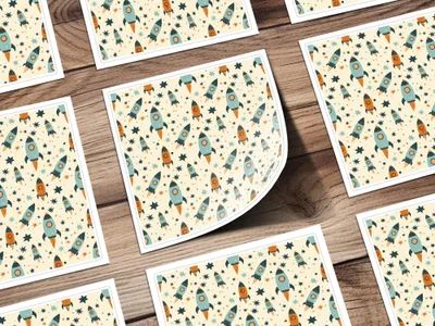 Rocket Star Seamless Pattern, Space Digital Paper, Nursery Printable Art, Cute Kids Fabric Design, Scrapbooking Download - Moore and Mountain