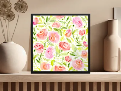 Rose Floral Seamless Pattern, Watercolor Flowers Digital Paper, Repeating Rose Design, Watercolor Floral Digital, Roses Repeat Pattern - Moore and Mountain