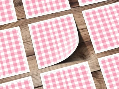 Pink and White Checkerboard Pattern Sticker Sheet
