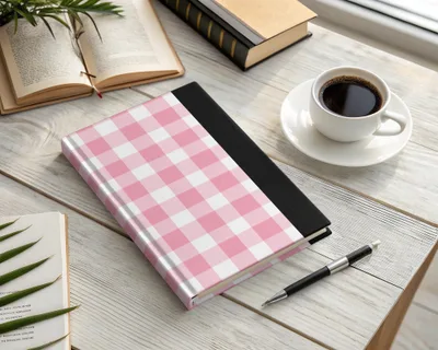 Pink and White Checkered Hardcover Journal for Note Taking