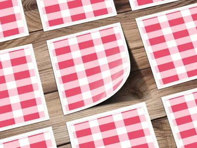 Red and White Checkered Patterns Stickers Sheets