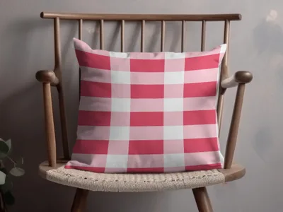Red and White Checkered Pattern Decorative Pillow