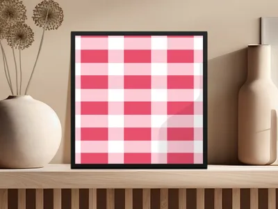 Pink and White Plaid Pattern Framed Art Print