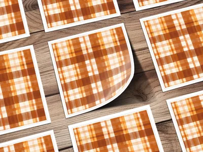 Vibrant Orange Plaid Pattern Decorative Sticker Sheet