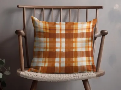 Cozy Orange and White Plaid Pattern Decorative Pillow