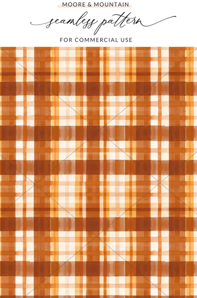 Burnt Orange Plaid Seamless Pattern for Commercial Use