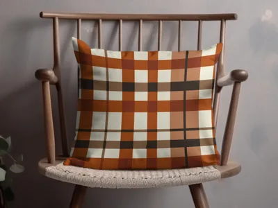 Stylish Orange Brown Plaid Pattern Decorative Pillow
