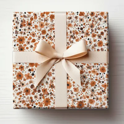 Floral Gift Box with Cream Ribbon Packaging Item