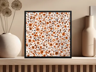 Abstract Autumn Floral Pattern Framed Wall Art Decor
