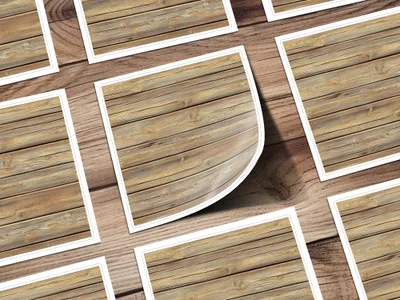 Wooden Planks Design Square Stickers Durable Stickers
