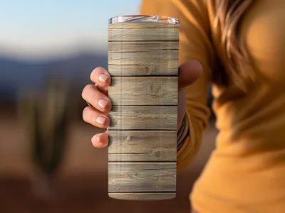Rustic Wood Pattern Insulated Travel Tumbler Product
