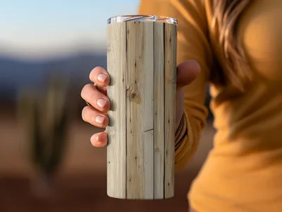Rustic Wooden Design Insulated Tumbler for Hot and Cold Drinks