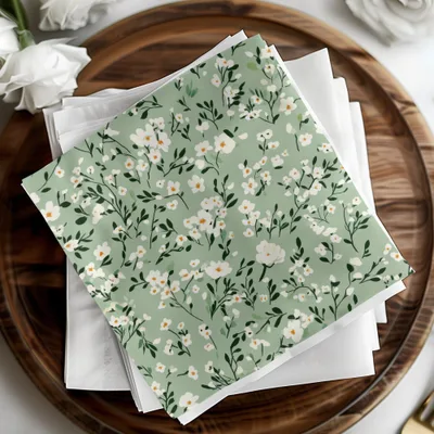 Green Floral Pattern Napkins for Elegant Table Setting