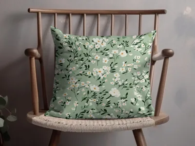 Floral Green Decorative Throw Pillow for Home Decor