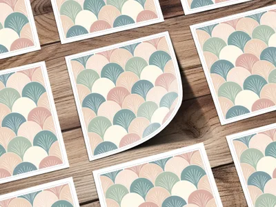 Retro Scallop Fan Pattern Art Print for Home Decor