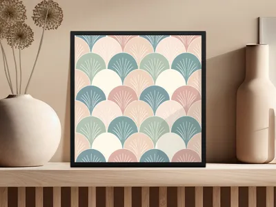 Pastel Fan Pattern Wall Art Print for Home Decor