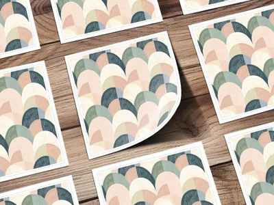 Colorful Abstract Scallop Pattern Decorative Art Print