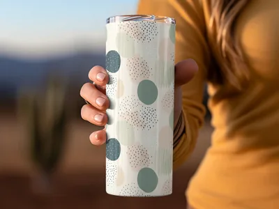 Stylish Polka Dot and Abstract Pattern Tumbler Cup