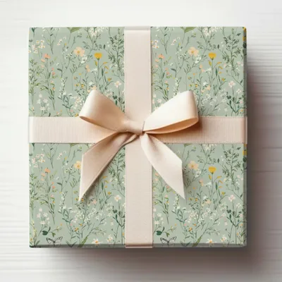 Beautifully Wrapped Green Floral Patterned gift box