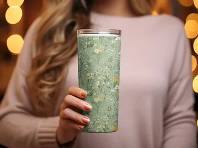 Floral Patterned Travel Tumbler for Stylish Hydration