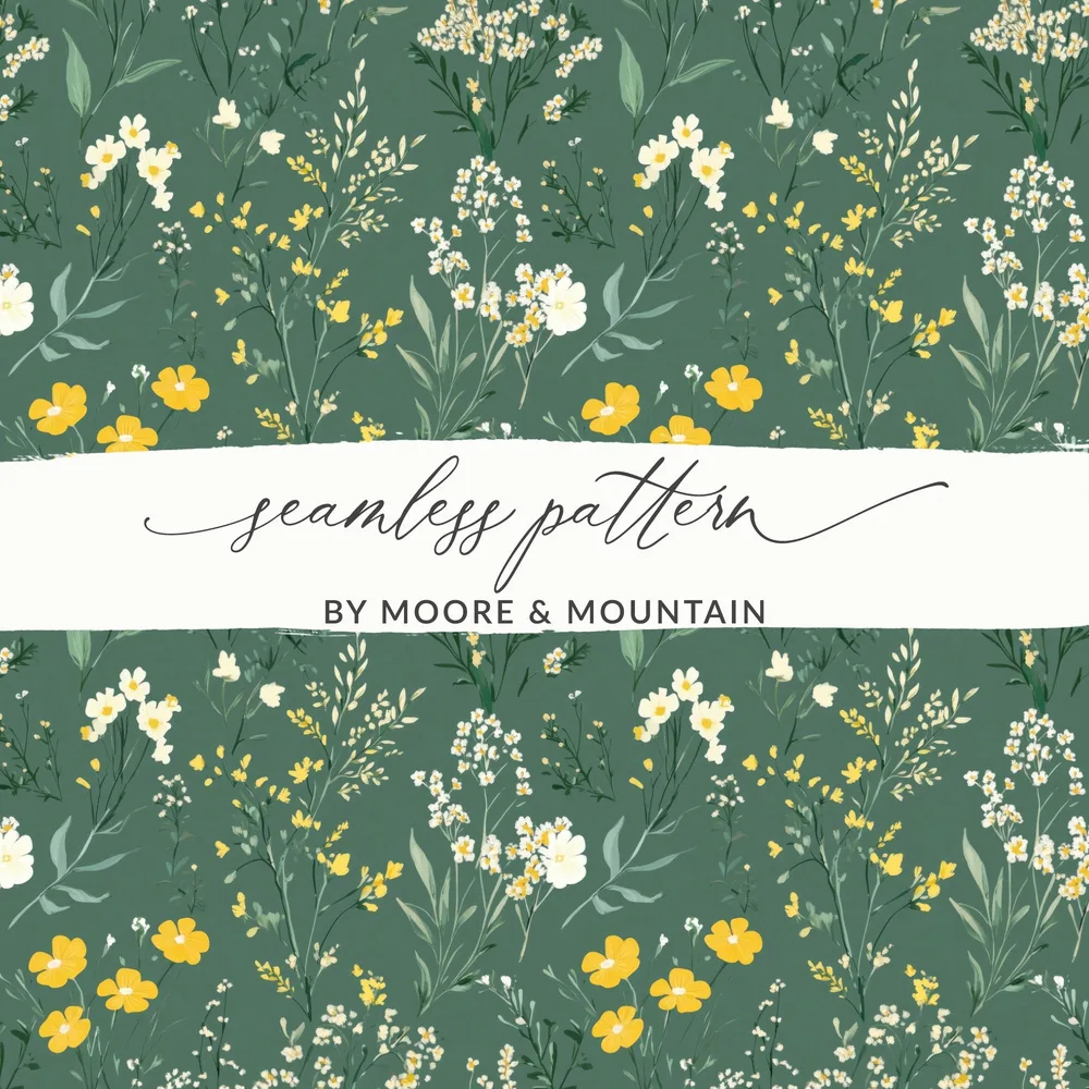 Green Floral Seamless Pattern Decorative Wallpaper Design