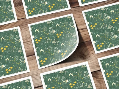 Delicate Yellow and White Floral Pattern Sticker Sheet
