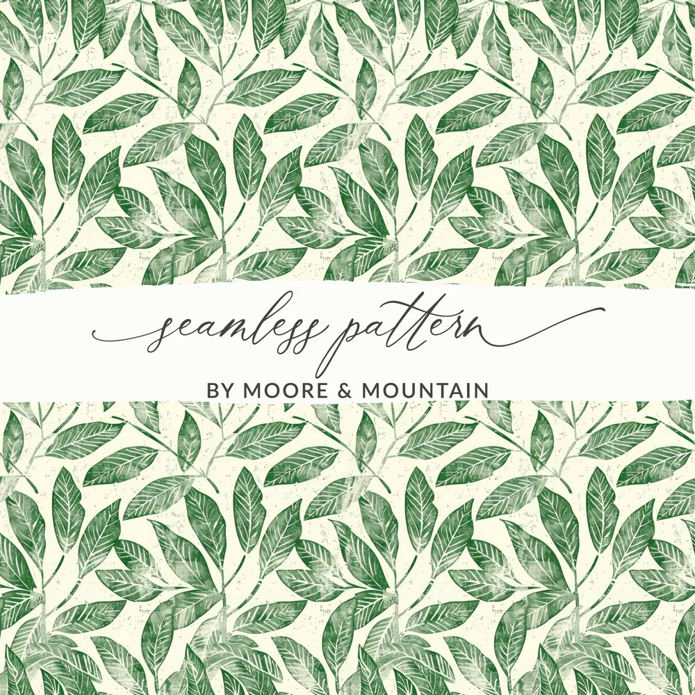 Moore Mountain Seamless Green Leaf Pattern Artistry