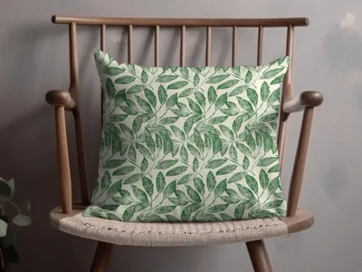 Beautiful Green Leaf Pattern Throw Pillow Product