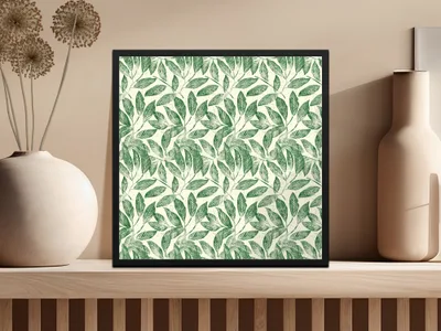 Framed Botanical Leaf Pattern Wall Art Decor Product