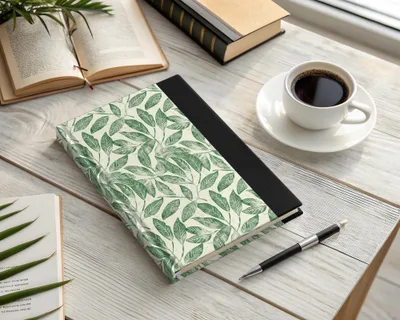 Green Botanical Leaves Hardcover Journal Notebook