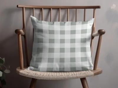 Cozy Green and White Plaid Decorative Pillow product