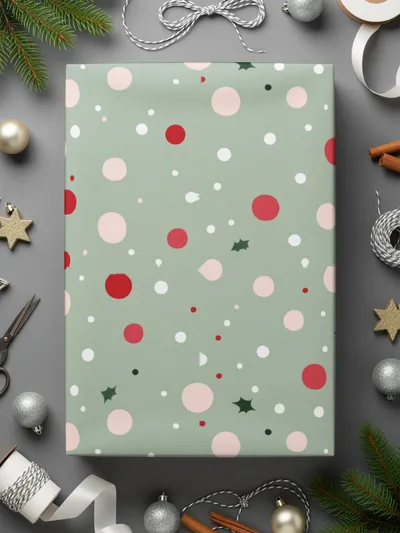 Festive Polka Dot Holiday Wrapping Paper Christmas Product