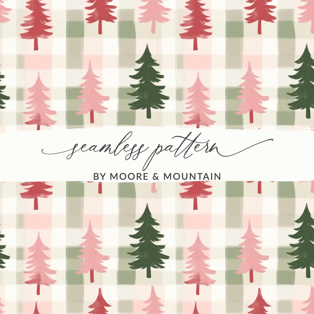 Moore & Mountain Seamless Pattern Christmas Trees Design