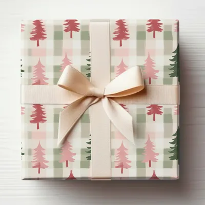 Festive Plaid Christmas Trees Gift Wrap product