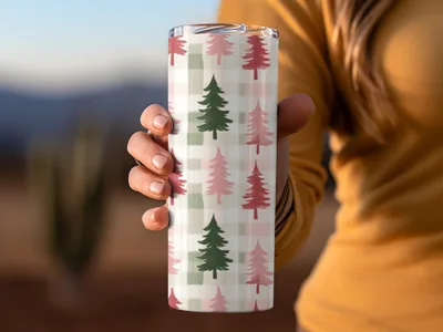 Festive Christmas Tree Pattern Stainless Steel Tumbler