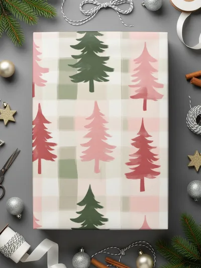 Festive Holiday Tree Design Gift Wrapping Paper