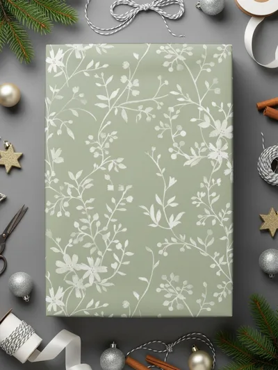Sage Green Floral Pattern Digital Paper, Botanical Seamless Texture, Vintage Flower Background, Scrapbooking Fabric Design, Download - Moore and Mountain