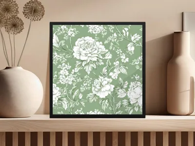 Sage Green Floral Pattern, Digital Paper, Seamless Flower Design, Fabric Print, Peony Digital Download, Botanical Pattern, Scrapbook Paper - Moore and Mountain